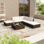 vidaXL 6-delige Loungeset met kussens poly rattan bruin, 6 zitplaatsen, Nieuw, Loungeset, Verzenden
