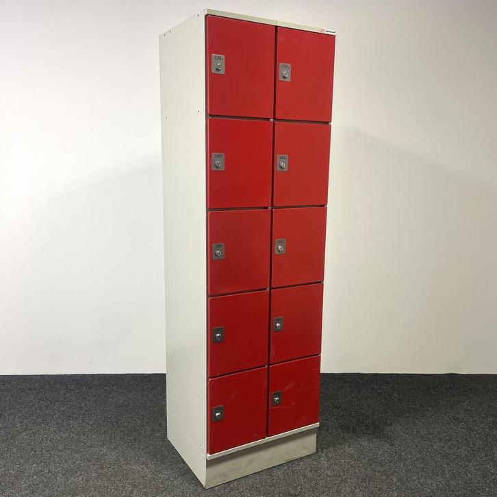 Lockerkast 10-deurs - Rood | 196 x 60 x 50 cm, Huis en Inrichting, Kasten | Overige, Gebruikt, Ophalen of Verzenden