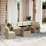 vidaXL 7-delige Loungeset met kussens poly rattan beige, Tuin en Terras, Tuinsets en Loungesets, Verzenden, Nieuw, Rotan, Loungeset