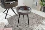 Ronde bijzettafel PURE NATURE 35cm grijs massief acaciahout, Huis en Inrichting, Tafels | Sidetables, Ophalen of Verzenden, Nieuw
