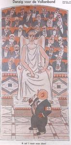 Danzig voor de Volkenbond op spotprent (lijst optie), Antiek en Kunst, Verzenden