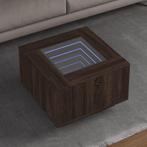 vidaXL Salontafel met LED 60x60x40 cm bewerkt hout bruin, Verzenden, Nieuw, Overige houtsoorten, 50 tot 100 cm
