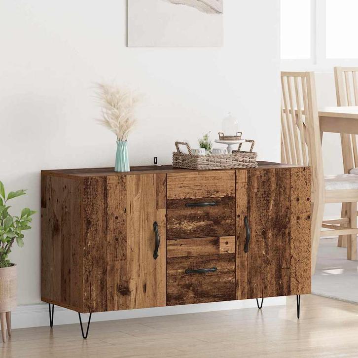 vidaXL Dressoir met lade Oud Hout 100 x 36 x 60 cm Bewerkt, Huis en Inrichting, Kasten | Dressoirs, Nieuw, Minder dan 50 cm, Overige houtsoorten