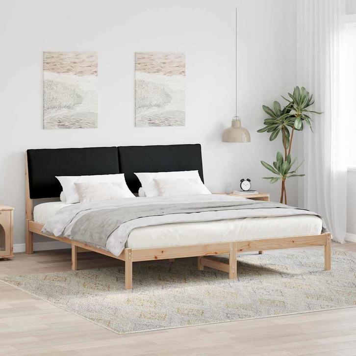 vidaXL Bedframe Bruin en zwart 180 x 200 cm Massief, Huis en Inrichting, Slaapkamer | Bedden, Bruin, Nieuw, Hout, Verzenden