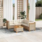 vidaXL 6-delige Loungeset met kussens poly rattan beige, Verzenden, Nieuw, Rotan, Loungeset