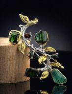 Toermalijn - Zilver - Broche - Natuurlijke elegantie, Verzamelen