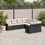 vidaXL 8-delige Loungeset met kussens poly rattan zwart, Verzenden, Nieuw, Rotan, Loungeset