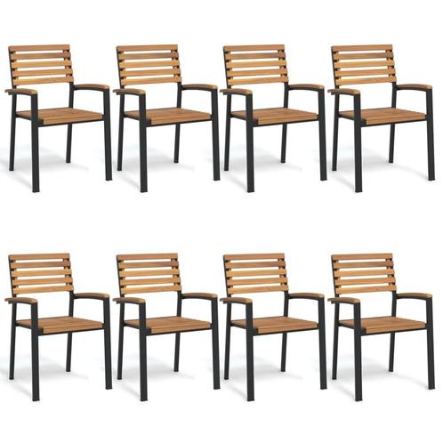 vidaXL Tuinstoelen 8 st stapelbaar massief acaciahout en, Tuin en Terras, Tuinstoelen, Nieuw, Hout, Verzenden