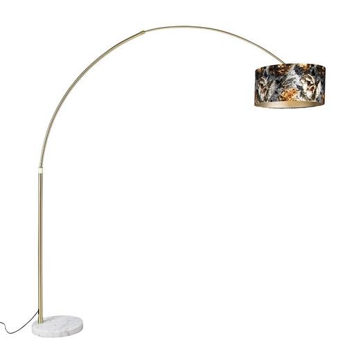 Booglamp messing met kap bloem dessin 50 cm - XXL, Huis en Inrichting, Lampen | Vloerlampen, Nieuw, Overige materialen, 200 cm of meer