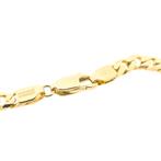 Gouden gourmetschakel armband met graveerplaatje | 20 cm, Sieraden, Tassen en Uiterlijk, Armbanden, Ophalen of Verzenden, Gebruikt