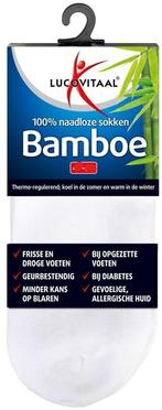 LUCOVITAAL BAMBOE ENKEL SOKKEN MAAT 47-50 WIT 1 PAAR, Verzenden, Nieuw