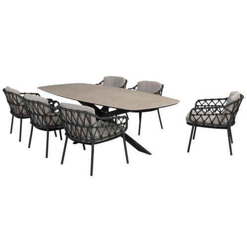 Prado Calpi barrel dining tuinset 7 delig 240x105xH75 cm, Tuin en Terras, Tuinsets en Loungesets, Nieuw, Ophalen of Verzenden