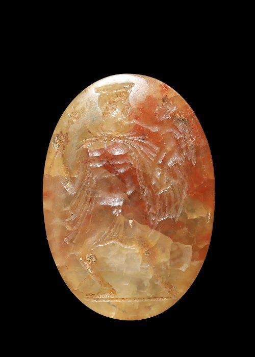 Oud-Romeins Intaglio met Mercury en Cupid, Antiek en Kunst, Antiek | Overige Antiek