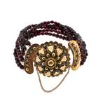 Glaskralen armband met gouden slot; Antiek | 19 cm, Sieraden, Tassen en Uiterlijk, Armbanden, Gebruikt, Overige kleuren, Ophalen of Verzenden