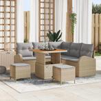 vidaXL Tuin Sofa Set met kussen 8 pcs Beige Poly riet, Tuin en Terras, Verzenden, Nieuw, Rotan