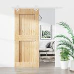 vidaXL Schuifdeur met beslag 85x210 cm massief grenenhout, Doe-het-zelf en Verbouw, Deuren en Horren, Verzenden, Nieuw
