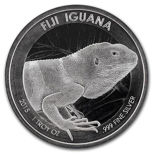 Fiji Iguana 1 oz 2015 (75.000 oplage), Postzegels en Munten, Munten | Oceanië, Losse munt, Zilver, Verzenden