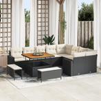 vidaXL 12-delig tuinset met kussens in zwart poly rattan en, Verzenden, Nieuw, Rotan, Tuinset