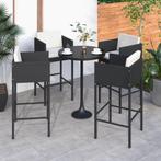 vidaXL Barkrukken 4 st met kussens poly rattan zwart, Verzenden, Nieuw, Rotan