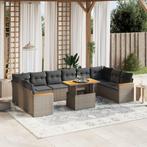 vidaXL 11-delige Loungeset met kussens poly rattan grijs, Tuin en Terras, Tuinsets en Loungesets, Verzenden, Nieuw, Rotan, Loungeset