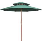 vidaXL Dubbeldekker parasol 270x270 cm houten paal groen, Verzenden, Nieuw, 2 tot 3 meter