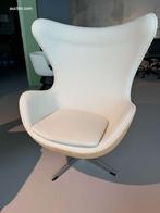 1x Egg chair wit naturel, kasmier stof, kruispoot,, Ophalen, Nieuw in verpakking