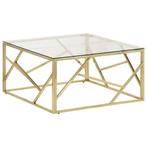 Tafel RVS Glas 80x80 | Tweedekansje | OP=OP (salontafel), Huis en Inrichting, Tafels | Salontafels, 50 tot 100 cm, Vierkant, Minder dan 50 cm