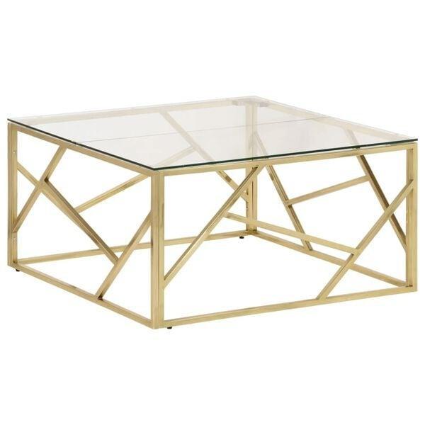 Tafel RVS Glas 80x80 | Tweedekansje | OP=OP (salontafel), Huis en Inrichting, Tafels | Salontafels, 50 tot 100 cm, Vierkant, Nieuw