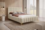 Tweepersoonsbed 160x200 beige stof gouden poten, Huis en Inrichting, Slaapkamer | Bedden, Nieuw, 160 cm, Modern, Tweepersoons