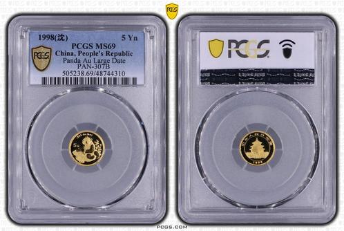 Gouden China Panda 1/20 oz 1998 large date MS69 PCGS, Postzegels en Munten, Munten | Azië, Oost-Azië, Losse munt, Goud, Verzenden