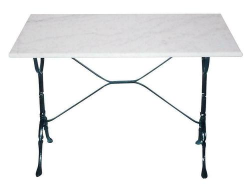 Rechthoekige marmeren bistro tafel met gietijzer onderstel, Tuin en Terras, Tuinsets en Loungesets, Eettafel, Nieuw, 4 zitplaatsen