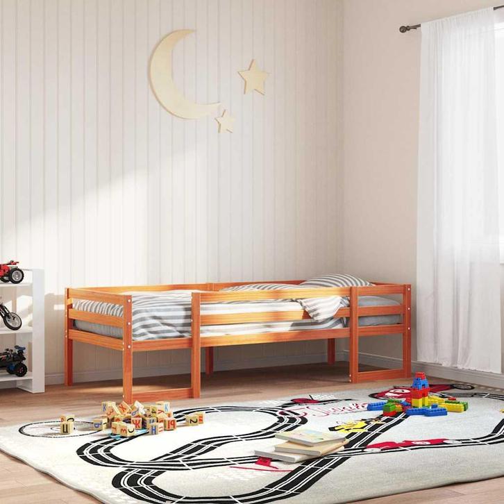 vidaXL Kinderbedframe massief grenenhout wasbruin 75x190 cm, Huis en Inrichting, Slaapkamer | Bedden, Bruin, Nieuw, Hout, Verzenden