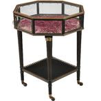 Tafelvitrine bronzen 8-kantige horlogevitrine op zwart gedr, Antiek en Kunst, Ophalen of Verzenden