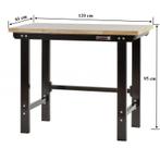Werkbank zwart 120 cm met hardhouten blad, Doe-het-zelf en Verbouw, Werkbanken, Ophalen of Verzenden, Nieuw