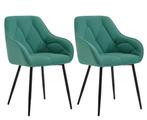 Set van 2 Velvet Eetkamerstoelen –Armleuningen en Metalen Po, Huis en Inrichting, Stoelen, Verzenden, Nieuw