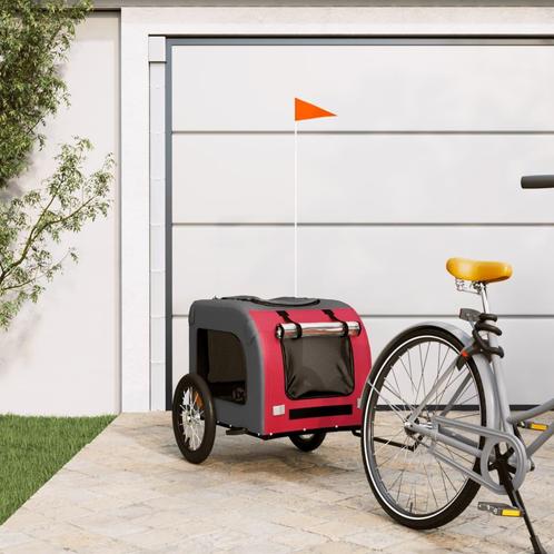 vidaXL Hondenfietstrailer oxford stof en ijzer rood en grijs, Dieren en Toebehoren, Overige Dieren-accessoires, Nieuw, Verzenden