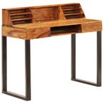 vidaXL Bureau 110x50x94 cm massief sheeshamhout en staal, Verzenden, Nieuw