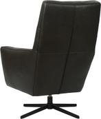 Donkergrijze leren moderne draaifauteuil - Granada leer Grap, Nieuw, Ophalen of Verzenden, 75 tot 100 cm, Modern