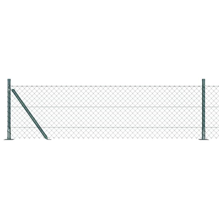 vidaXL Ketenlink Hek met Palen Groen 0.4 x 10 m Staal, Tuin en Terras, Schuttingen, Nieuw, IJzer, Verzenden