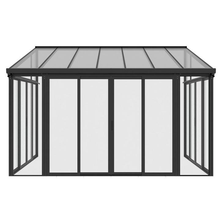 Aluminium Overkapping / Serre - Grijs - Incl. Zijwanden & Sc, Tuin en Terras, Overkappingen, Nieuw, Verzenden