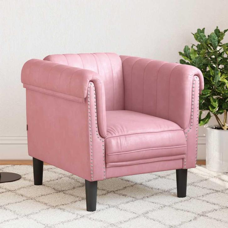 vidaXL Fauteuil fluweel roze, Huis en Inrichting, Banken | Bankstellen, Nieuw, Stof, Eenpersoons, Verzenden