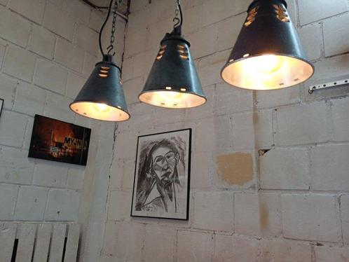 Plafondlamp - Vintage industriële lamp - Aluminium, Legering, Antiek en Kunst, Antiek | Wandborden en Tegels