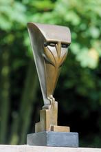 sculptuur, bronze uil - 29 cm - brons marmer