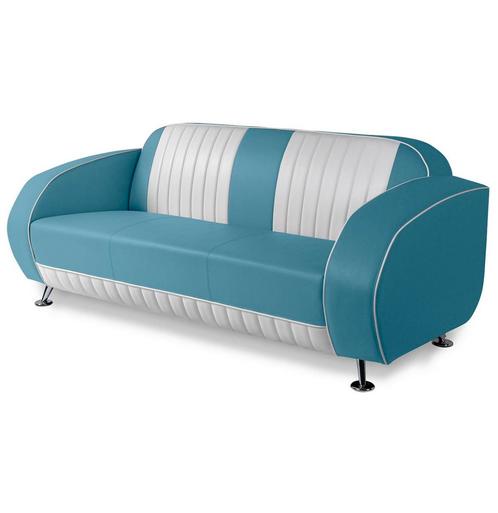 Bel Air Retro Waverly Tweezitter Sofa SF02CBG63 Blauw/Wit, Huis en Inrichting, Banken | Bankstellen, Ophalen