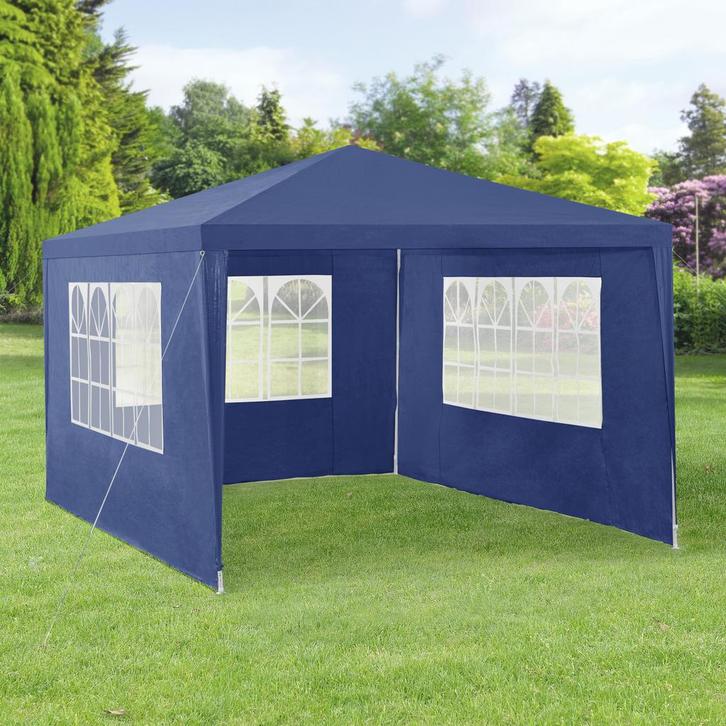 Paviljoen partytent met 4 zijwanden 4x3x2,55 m donkerblauw, Tuin en Terras, Partytenten, Verzenden