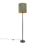 Vloerlamp zwart kap pauw dessin gouden binnenkant 40 cm -, Nieuw, Overige materialen, Modern, 150 tot 200 cm