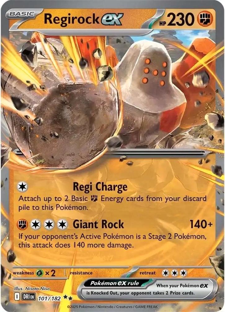 Regirock EX 101/182 Destined Rivals, Hobby en Vrije tijd, Verzamelkaartspellen | Pokémon, Losse kaart, Nieuw, Foil, Ophalen of Verzenden