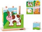 Woody Kubuspuzzel Dieren (9 stukjes) | Woody - Puzzels, Kinderen en Baby's, Speelgoed | Houten speelgoed, Verzenden, Nieuw