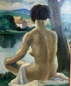 Edmond Chauvet (1903-1968) - Zittend vrouwennaakt, Antiek en Kunst, Kunst | Schilderijen | Klassiek