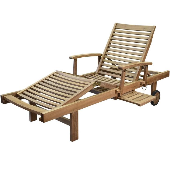 Comfort lounger ligbed verstelbaar teak, Tuin en Terras, Ligbedden, Nieuw, Teakhout, Ophalen of Verzenden